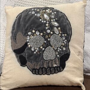 Pier 1 Skull Embellished Pillow - Black and Cream